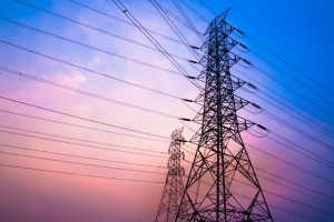 High voltage post and sky in twilight time